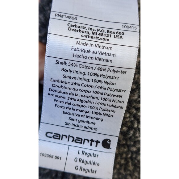 Carhartt Rain Defender Lined Full Zip Jacket Size Large Black Hooded - Picture 9 of 9